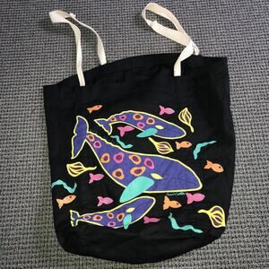 Susan Castello Printed Canvas Tote Bag “Gray Whales”